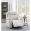 Fauteuil inclinable électrique en microfibre beige polie avec fonction de levage, chauffage et massage