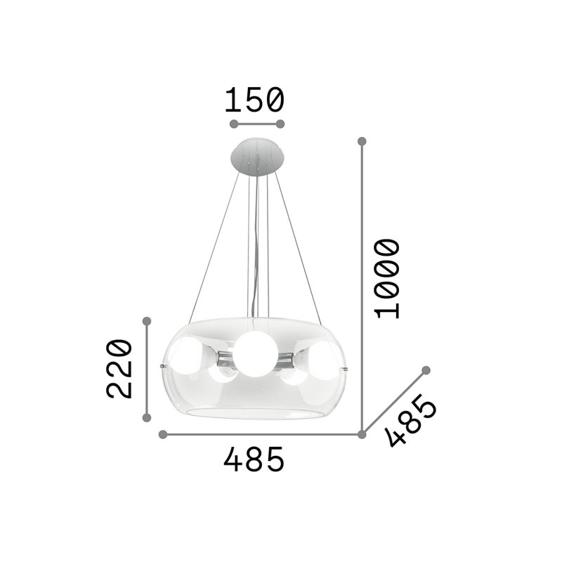 Audi 5 - Light Glass Single Pendant, Transparent