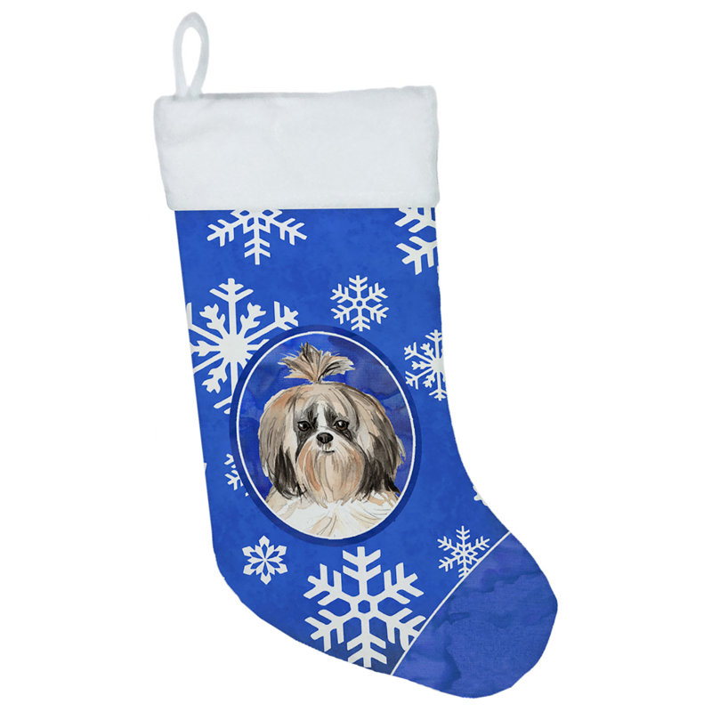 Chaussette de noël winter flocons de noël, Shih Tzu