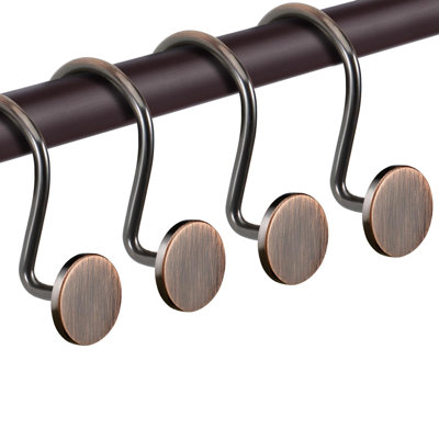 Crochets de rideau de douche robustes en bronze, anneaux de douche en métal antirouille pour salle de bain, cintres de douche décoratifs avec design coulissant lisse, ensemble de 12