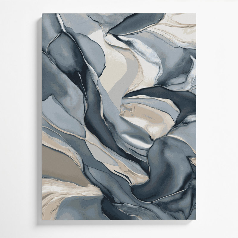 Aquarelle abstraite 19, art mural sur toile bleue, H 8 po x l 10 po