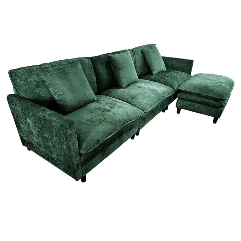 Canapé en chenille de 108 po en forme de L à structure modulaire, avec un design polyvalent qui s'adapte à tout espace intérieur, offrant un confort sans limite et un style contemporain.