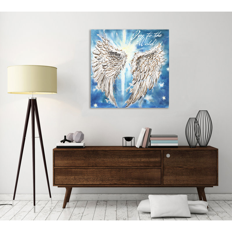 Watercolour Angel's Wings: Joy To The World - Wrapped Canvas Painting, 122 cm H x 122 cm W