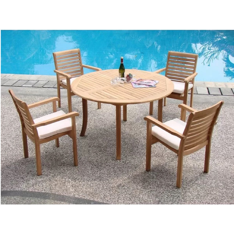 Ensemble repas 5 pièces teck luxueux Kole