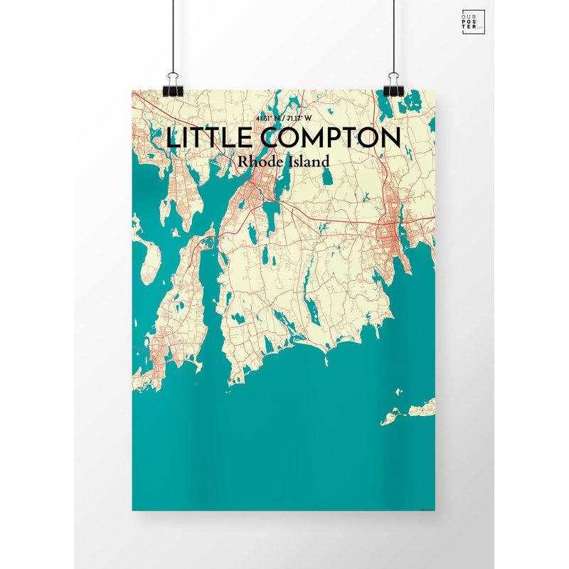 Little Compton City Map - No Frame Print, 70cm H x 50cm W x 0.13cm D