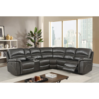 Canapé modulaire inclinable en cuir véritable Luc