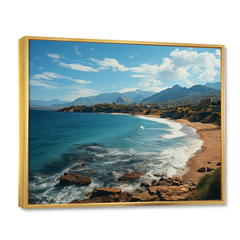 " Greece Olympian Coast ", 24" H x 32" W x 1" D, Gold Floater Framed