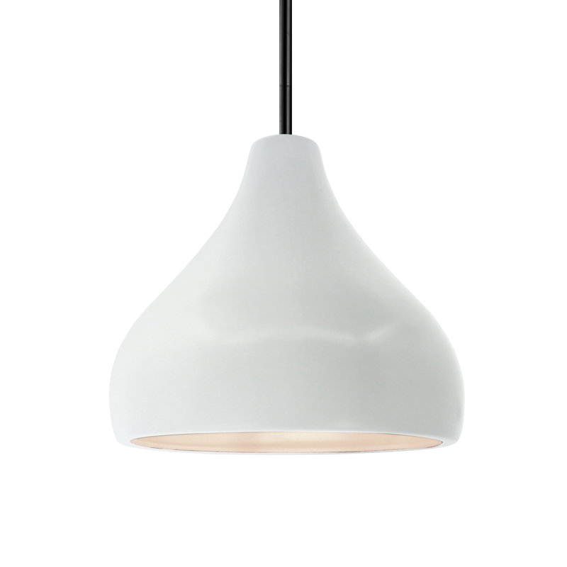 Luminaire suspendu à 1 lumière Meydan, H 8 po x l 11,5 po x P 11,5 po, Blanc brillant / noir mat, Noir mat