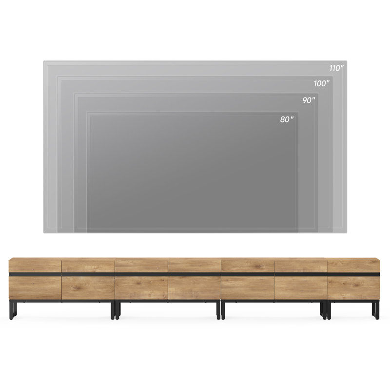 Modern TV Stand For Tvs Up To 110 Inches, 4-In-1 Entertainment Center With Storage Cabinets And Metal Base, Media Console For Living Room, 124"