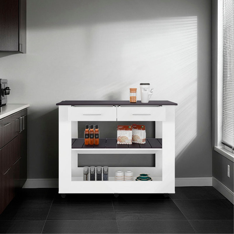 Îlot de cuisine avec rangement ouvert et 3 tablettes