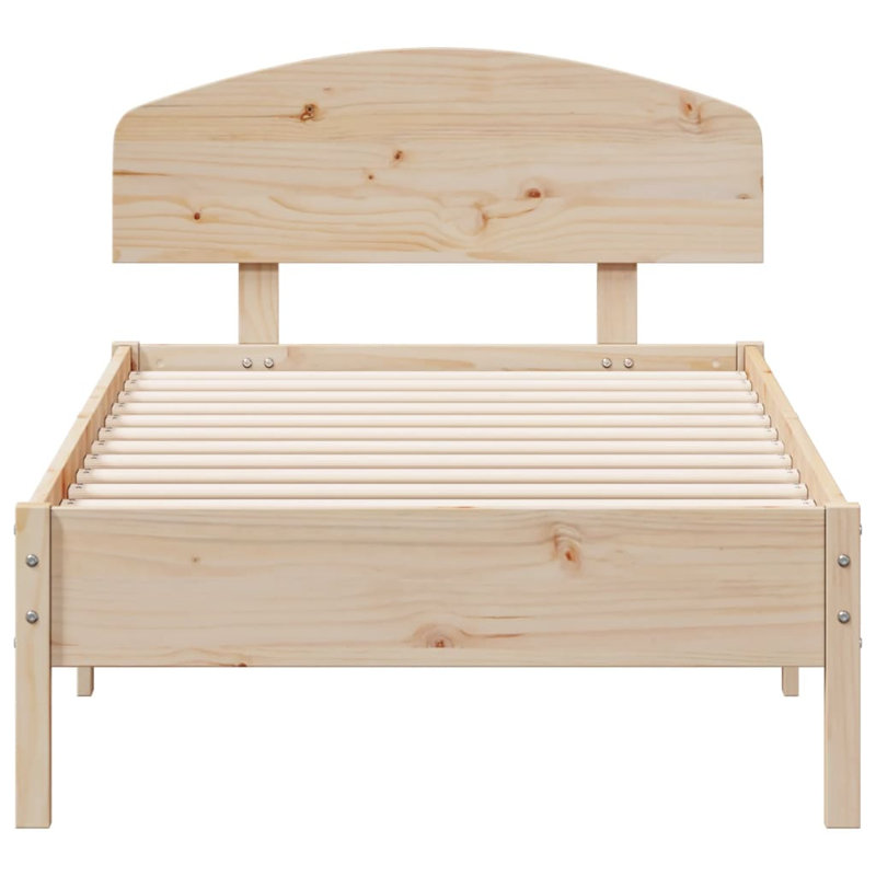 Noak Solid Wood Bed, Brown, Small Single ( 75 x 190 cm)