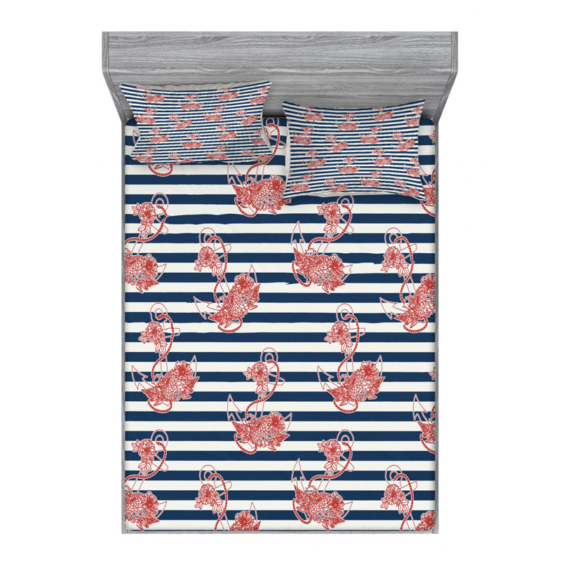 Microfiber Striped Sheet Set, Queen Sheet Set with Fitted Sheet