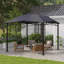 Pavillon de jardin en acier 10 x 10 pi, pour l'extérieur avec toit à motif géométrique (gris)