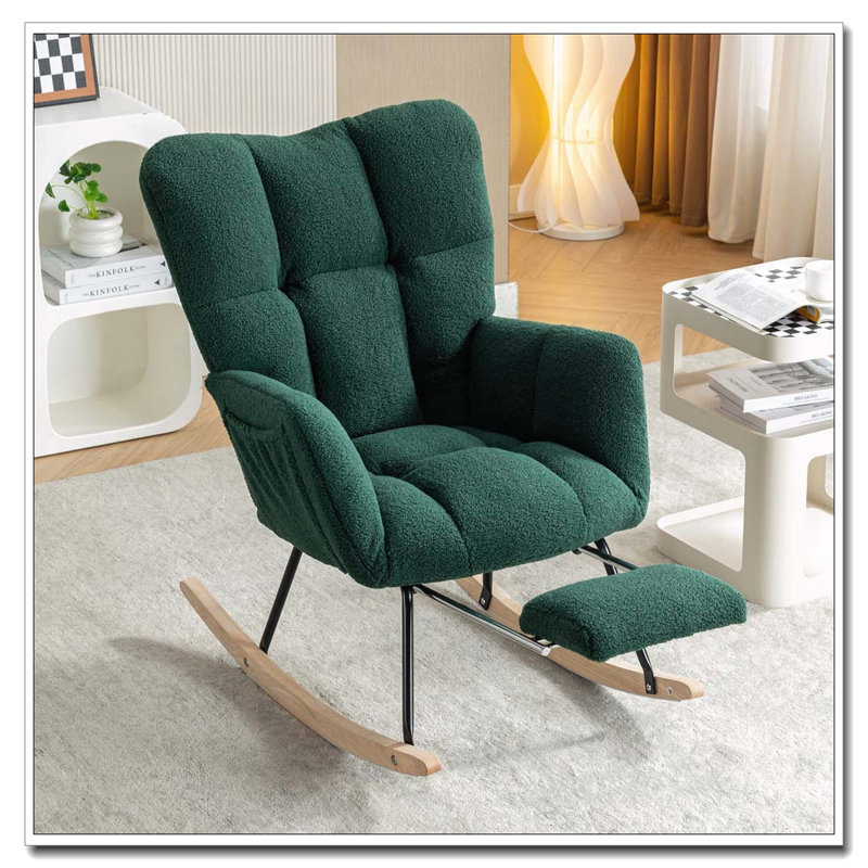 Chaise berçante Teddy, Vert - repose-pieds