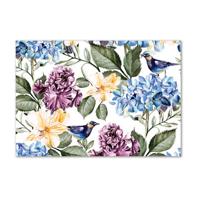 Flowers And Birds - Wrapped Canvas Print