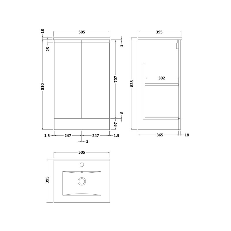 Urban 510mm Single Bathroom Vanity with Integrated Vitreous China Basin, Green