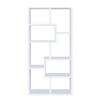 Bibliothèque géométrique rectangulaire multiple à 10 tablettes en blanc