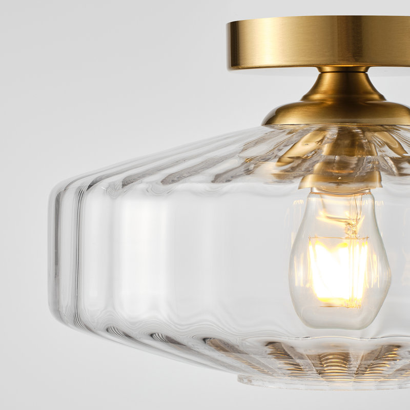 Plafonnier encastré en verre 1 lumière Virgie, Clair
