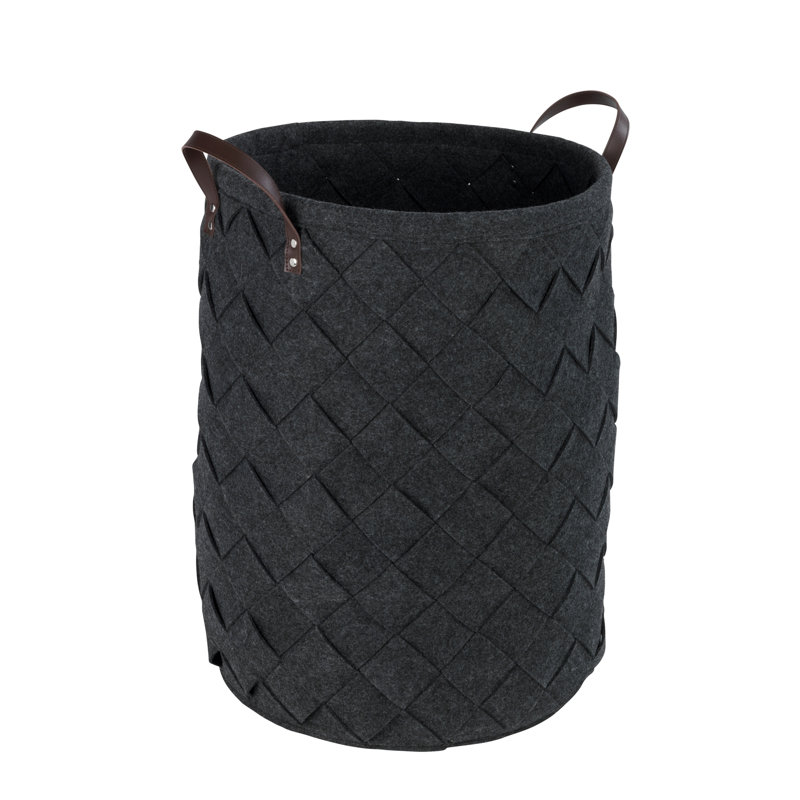 Plastic Laundry Hamper with Handles, Black