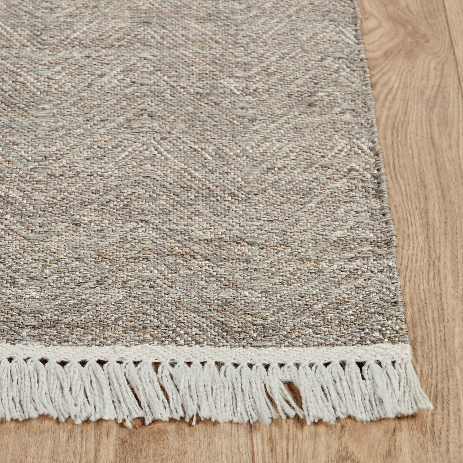 Gray Hand-Woven Chevron Rug, Rectangle 8' x 10'