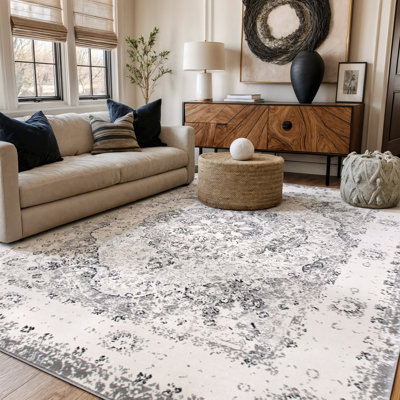 Barlow Performance Oriental Gray/Ivory/Black Indoor Rug