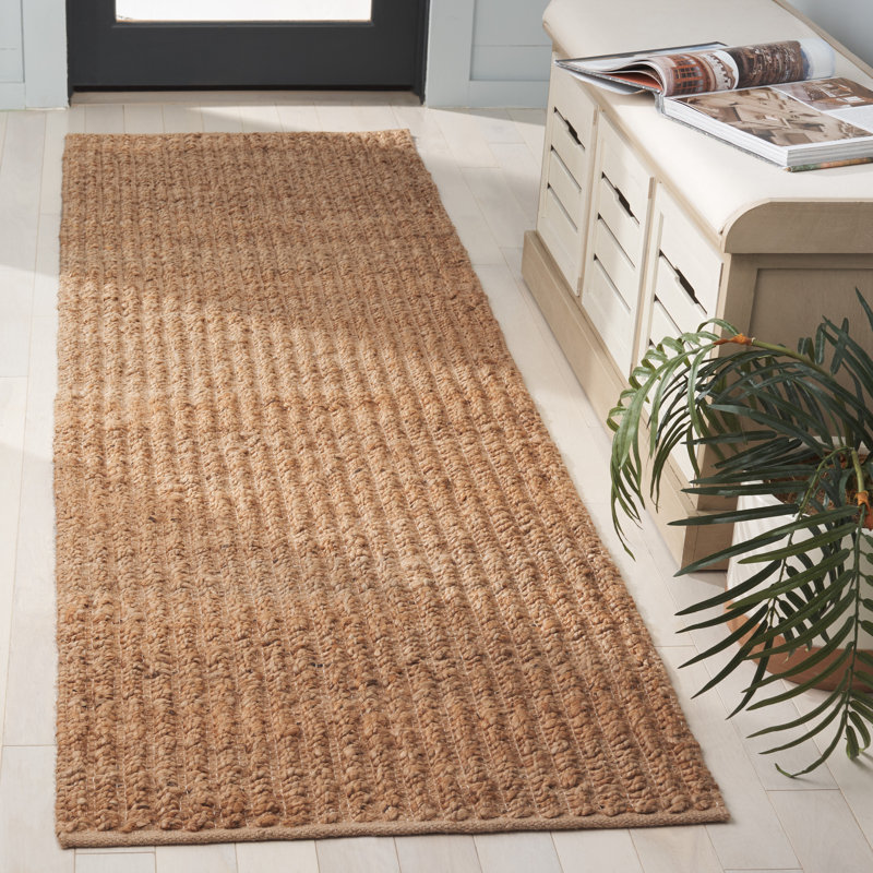 Tapis naturel en jute tissé à la main 371, Tapis de couloir 2 pi 3 po x 8 pi