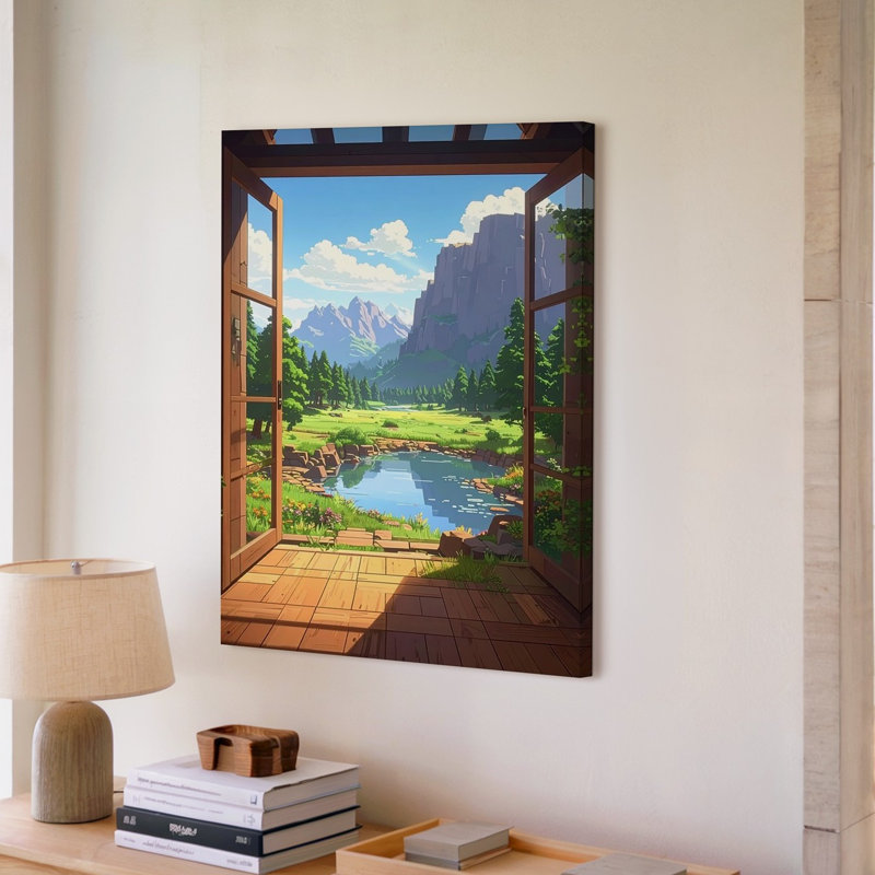 Wall Art Minecraft Window View Pixel Landscape Gaming Stillness Speaks Canvas Ready To Hang Gallery Wrarap Home Decor Premium Quality