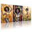 «Abstract Joyful Woman Dancing In Vibrant Colors», ensemble de 3 impressions d'art sur toile-1332564948