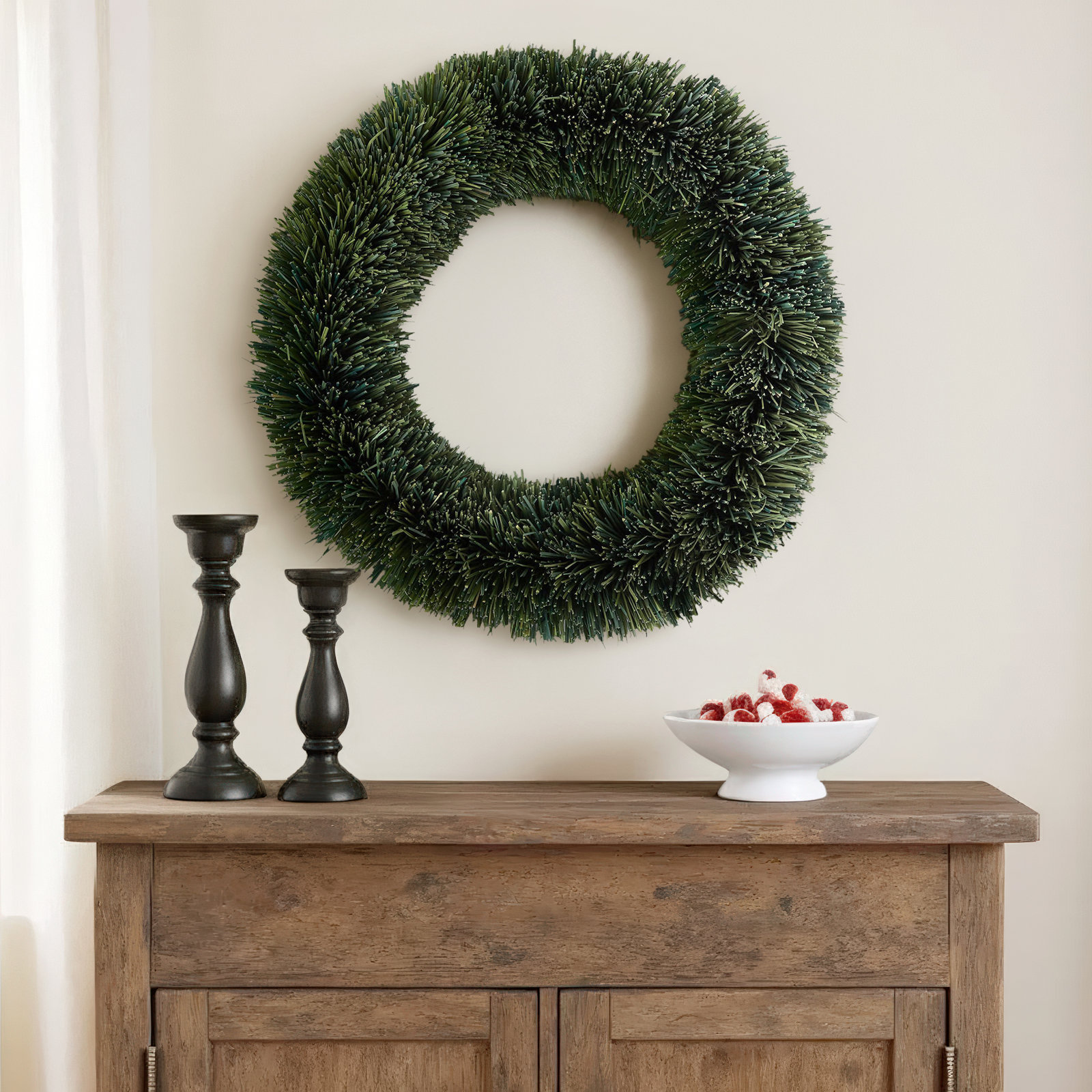 Natural Fibers Wreath, Green, 20.5" H x 20.5" W x 5" D