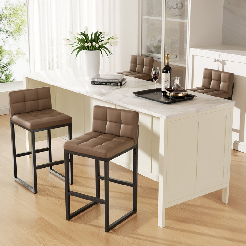Counter Stool with Metal Frame, Coffee, 4