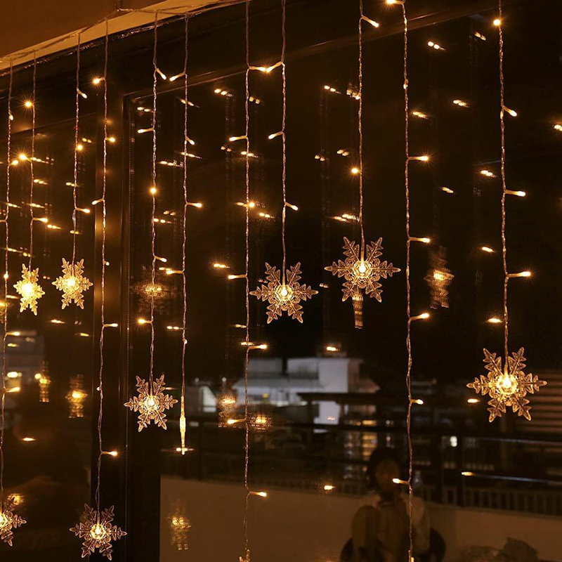 11.5FT 96LED Snowflake String Lights, Warm