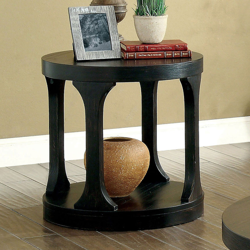 22.5" W Transitional End Table, Antique Black