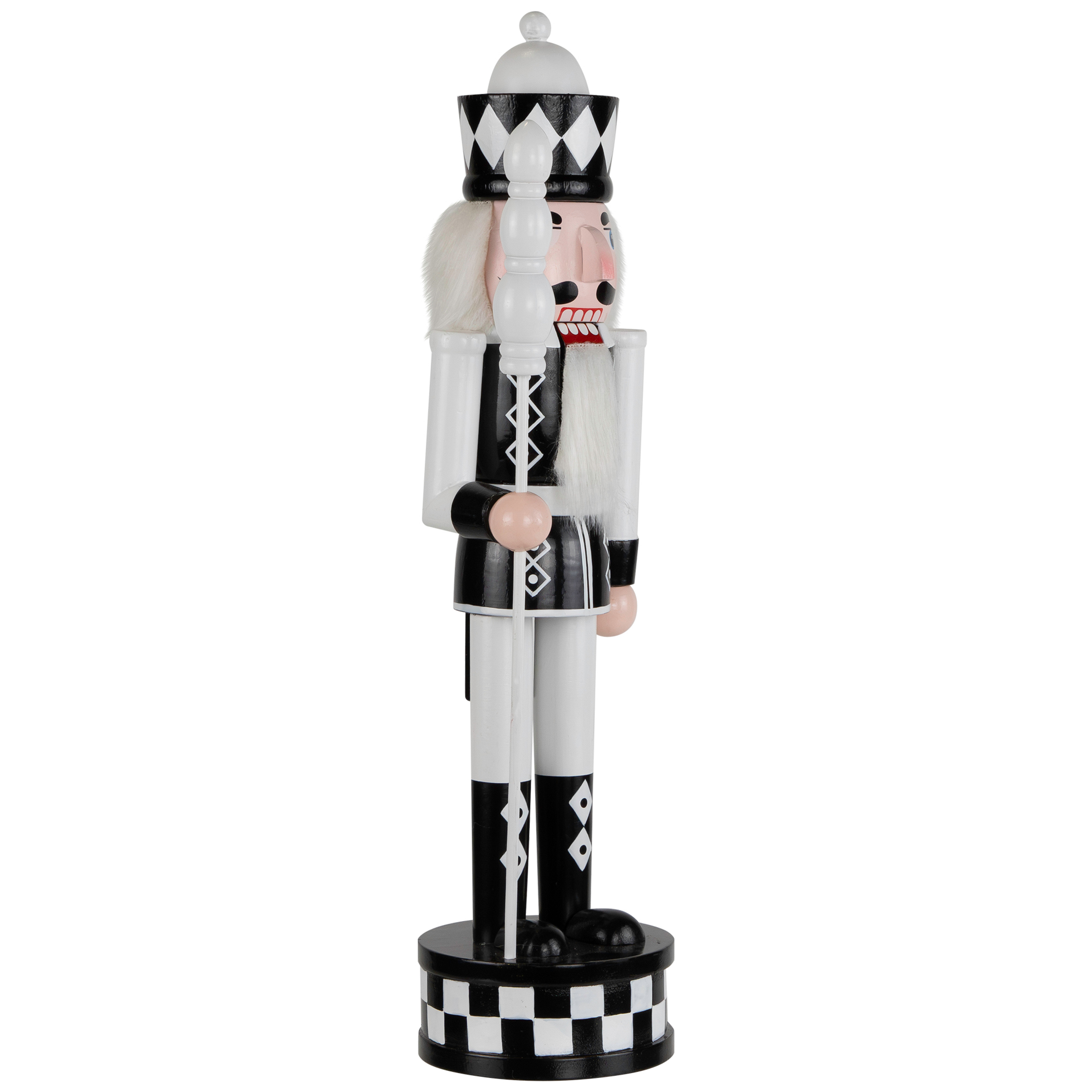 Northlight Seasonal Checkered Nutcracker Soldier With Scepter Christmas Figure - 15" - Black And White | Wayfair