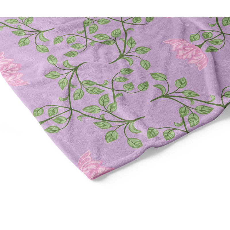 Couverture en velours de coton Anjelica, L 80 po x l 60 po, Floral lavande