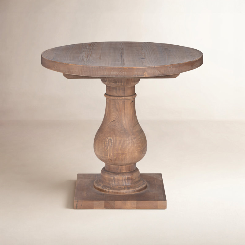 Table de bout à piédestal en bois massif Farrer, Brun mission