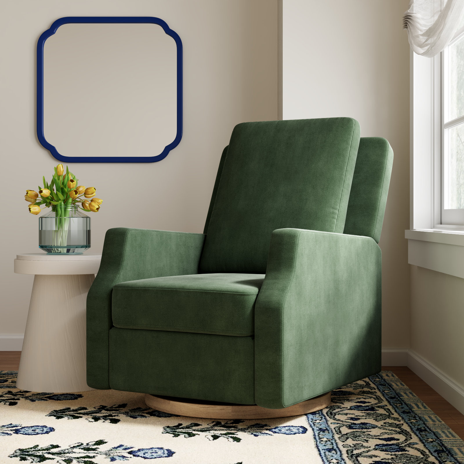 Crewe Swivel Glider, Forest Green Velvet