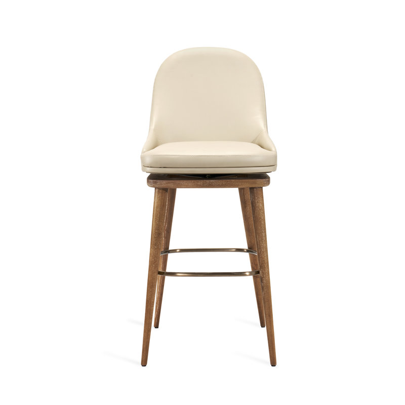 Harper Swivel Bar Stool, Counter Stool (26” Seat Height), Cream Latte, Autumn Brown/Satin Brass