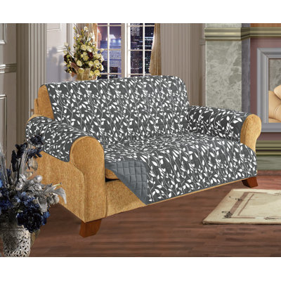 Leaf Pattern Quilted Furniture Protector for Box Cushion Loveseat with Microfiber Fabric