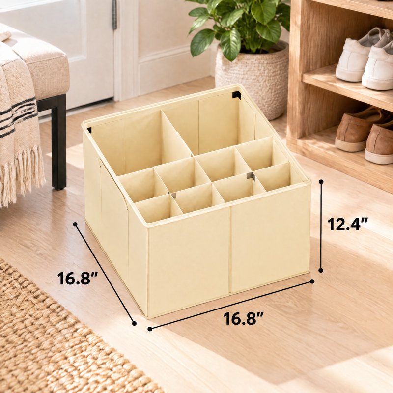 2-Pack Foldable Shoe Organizer for Closet, Shoe Storage Bins Boxes Baskets with Adjustable Dividers, Fits 16-32 Pairs, Blanc