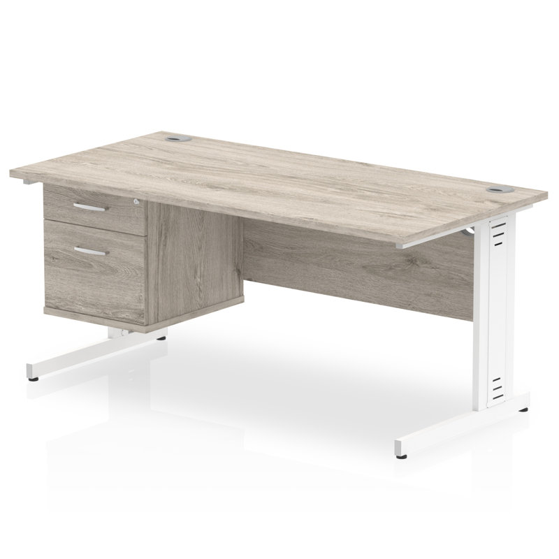 Zetta Metal Base Executive Desk,  73cm H x 160cm W x 80cm D, White