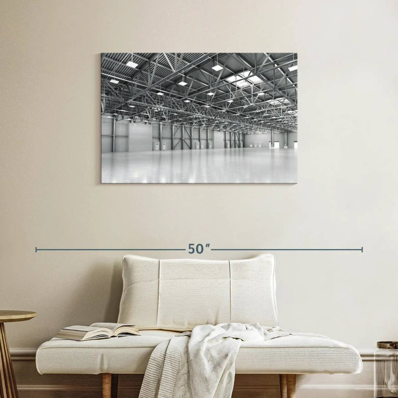 Lilie Monochrome Empty Warehouse, 24" H x 36" W