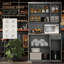Armoire de cuisine, grande armoire de rangement avec support pour micro-ondes, huche de cuisine moderne avec comptoir