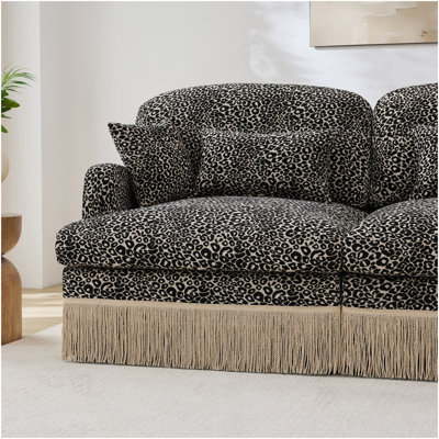 Canapé 100 po confortable en forme de L 100 po Chenille Leopard