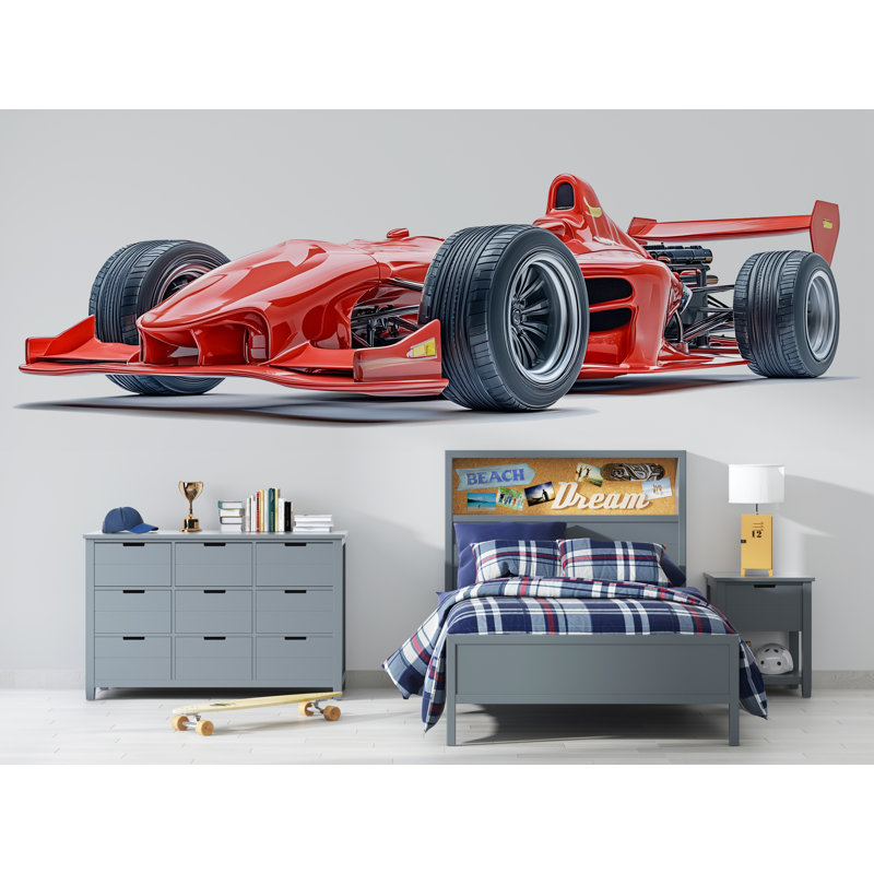 Papier peint voiture de course rouge pour chambre d'enfant, voiture de course, papier peint 262Mv, H 55 po x l 29 po