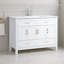 Ensemble de meuble-lavabo blanc moderne 48 po | Structure en bois massif et lavabo en céramique | Portes à fermeture en douceur-1130047353