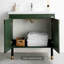Meuble-lavabo vert de style nordique avec lavabo en céramique intégré pour la salle de bain