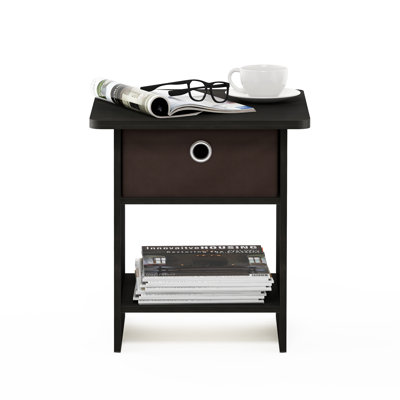 Ebern Designs Duffield Nightstand, Bedside Table Storage Shelf with Bin Drawer