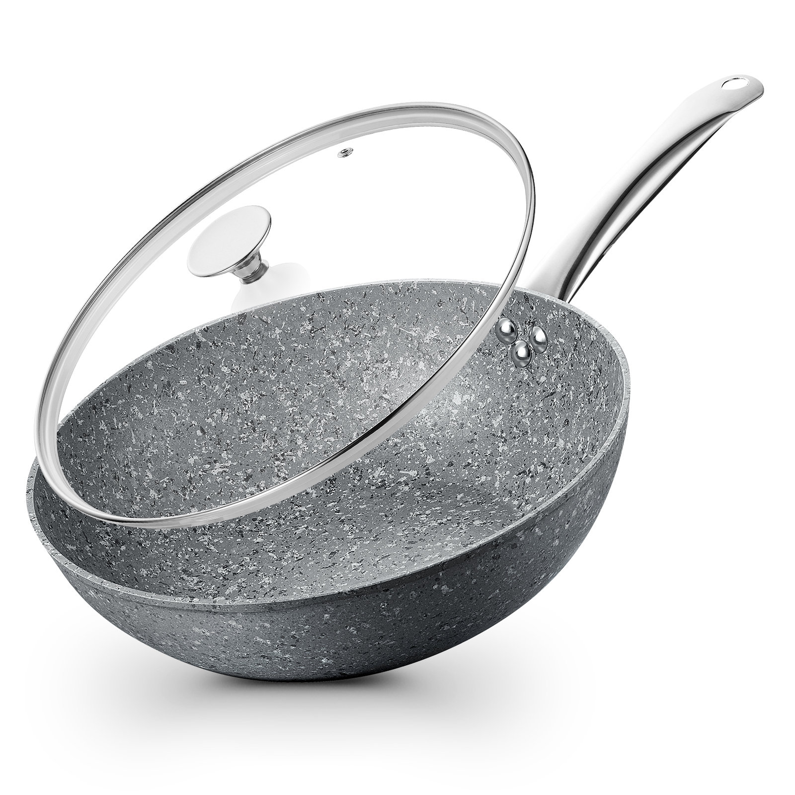 10 Inch Frying Pan with Lid, Nonstick Frying Pan with Lid, Frying Pan with  100% APEO & PFOA-Free Stone-Derived Non-Stick Coating, Nonstick Granite