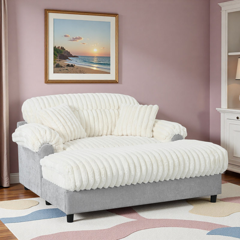 Canapé moderne avec deux coussins décoratifs et accoudoirs courbés Modern, Beige