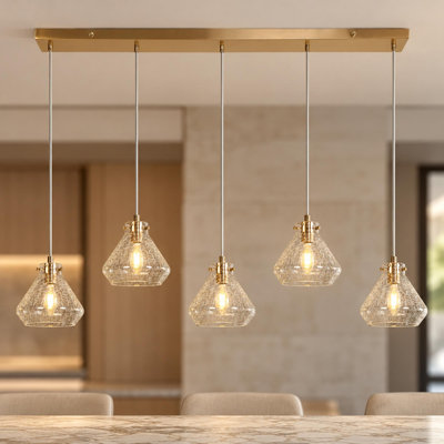 Luminaire suspendu linéaire à 5 lumières à intensité variable pour îlot de cuisine